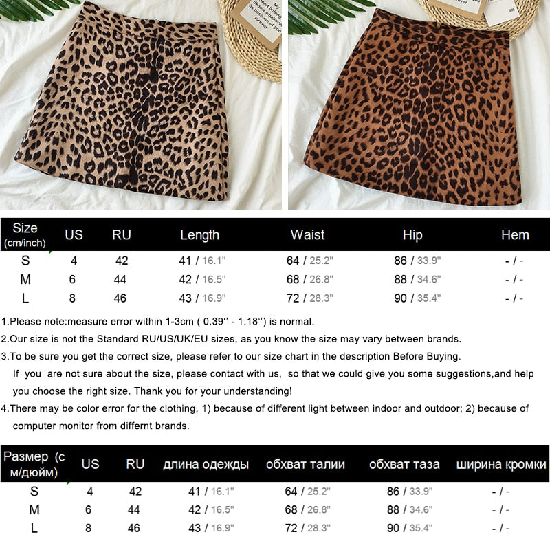 Sexy Leopard Mini Skirts Womens Fashion 2018 New Arrival Cotton High Waist Skirts Women Streetwear A line Skirt Women Clothings