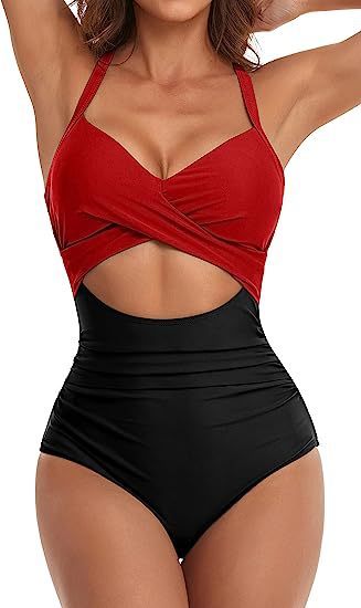 Women's Fashion Casual Cross One-piece Swimsuit