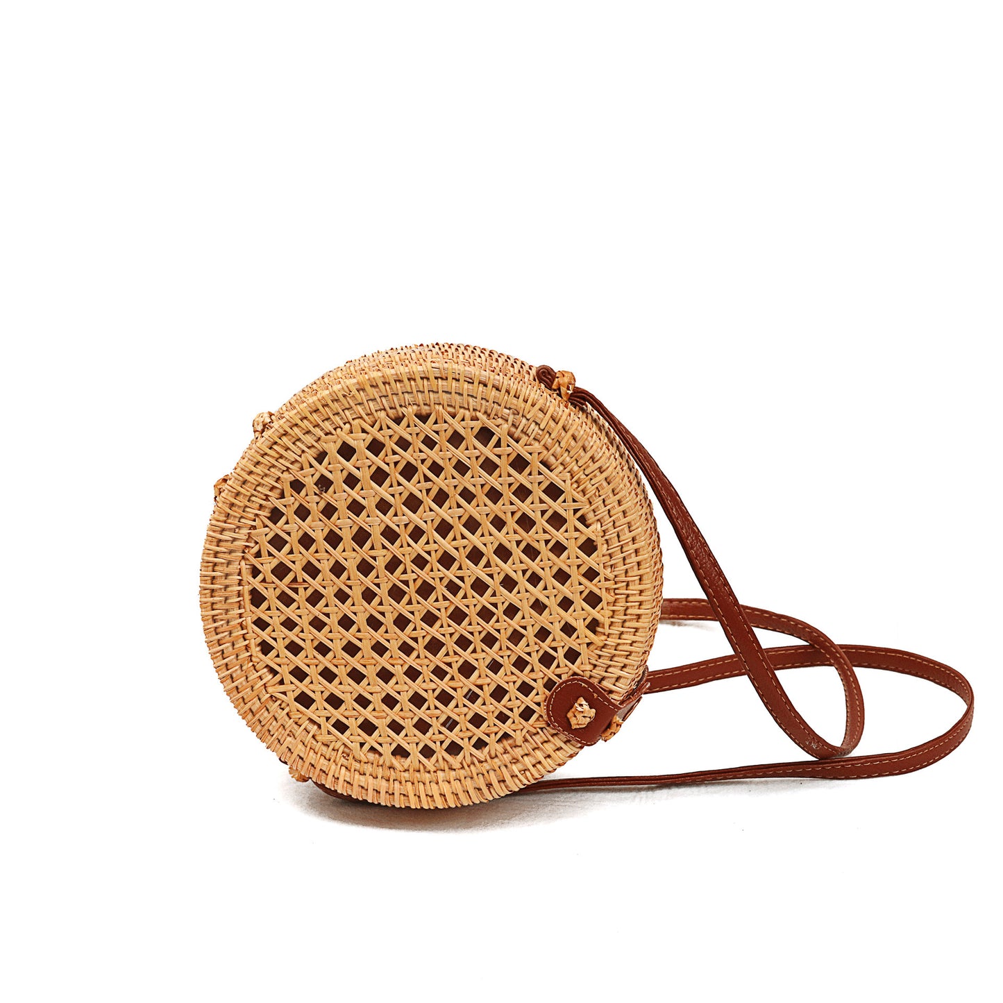 Vintage literary hand-woven leather buckle bag