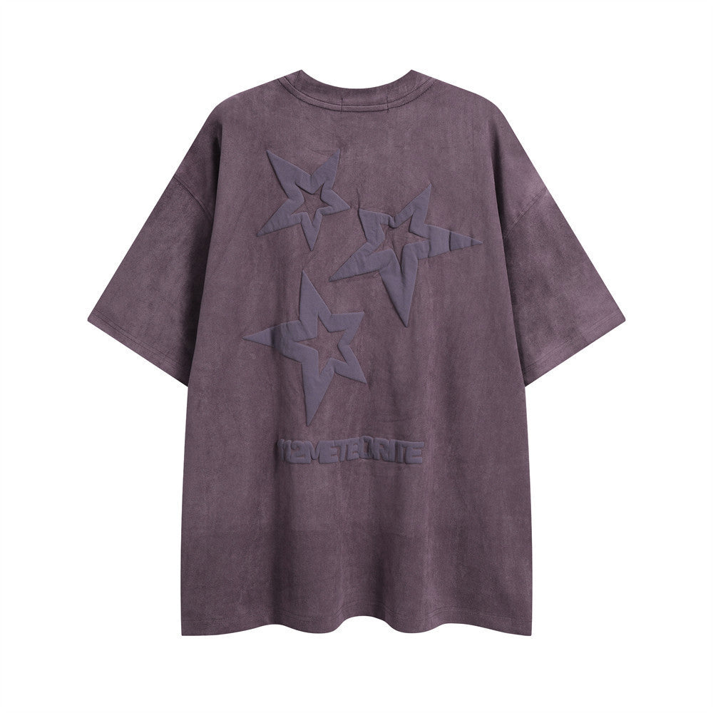 Five-pointed Star Puff Print Short-sleeved T-shirt For Boys