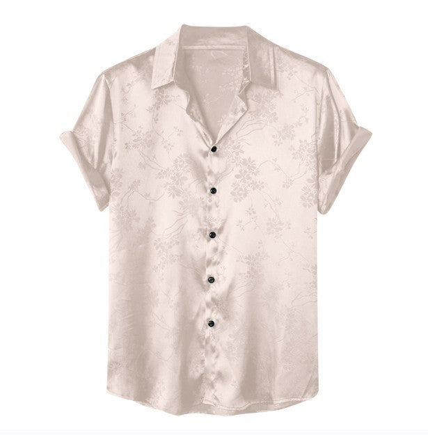 Men's Short-sleeved Shirt Fashionable Simple Jacquard Shirt