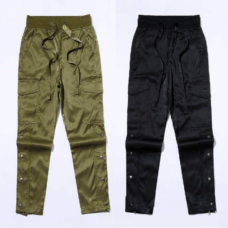 Side Velcro Buttoned Trousers Functional Wind Overalls Men