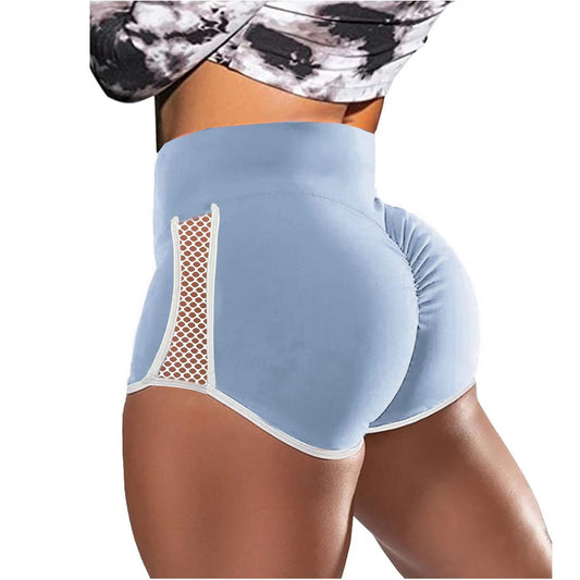 Cross-border European And American Foreign Trade Shorts High Waist Shaping Shorts Fitness Sports Pants Hollow Out Stitching Shorts