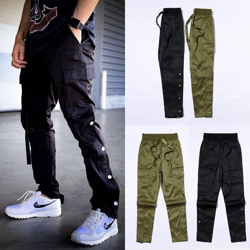 Side Velcro Buttoned Trousers Functional Wind Overalls Men