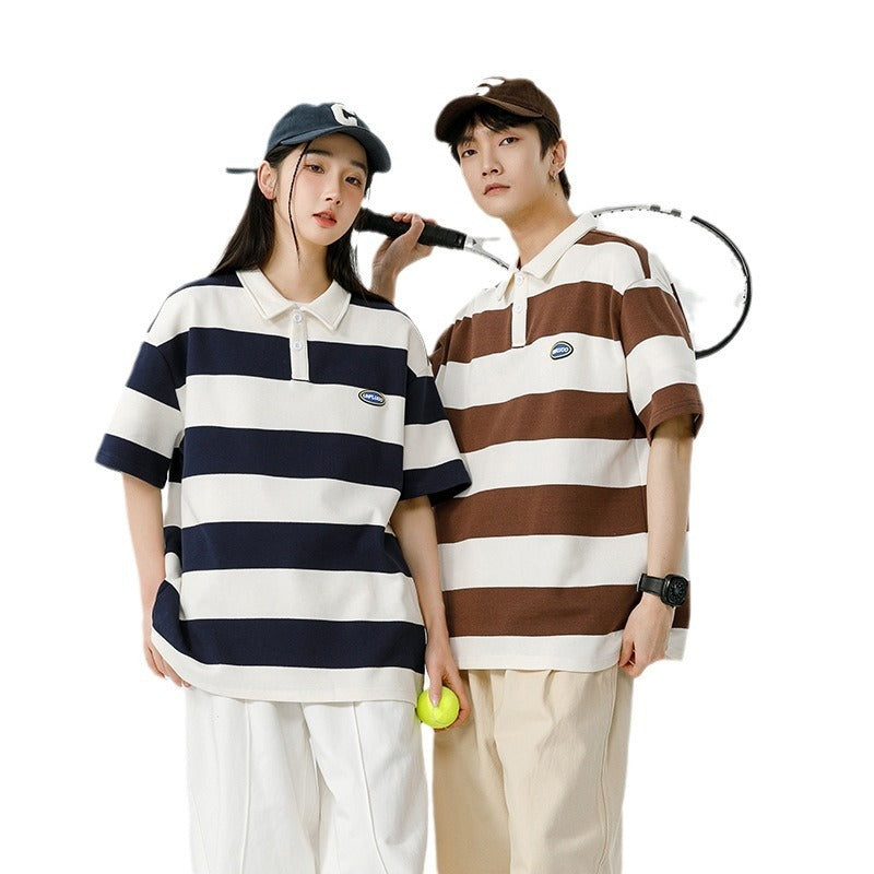 Japanese Hong Kong Style Men's Shirt T-shirt Short Sleeve Summer Loose Couple