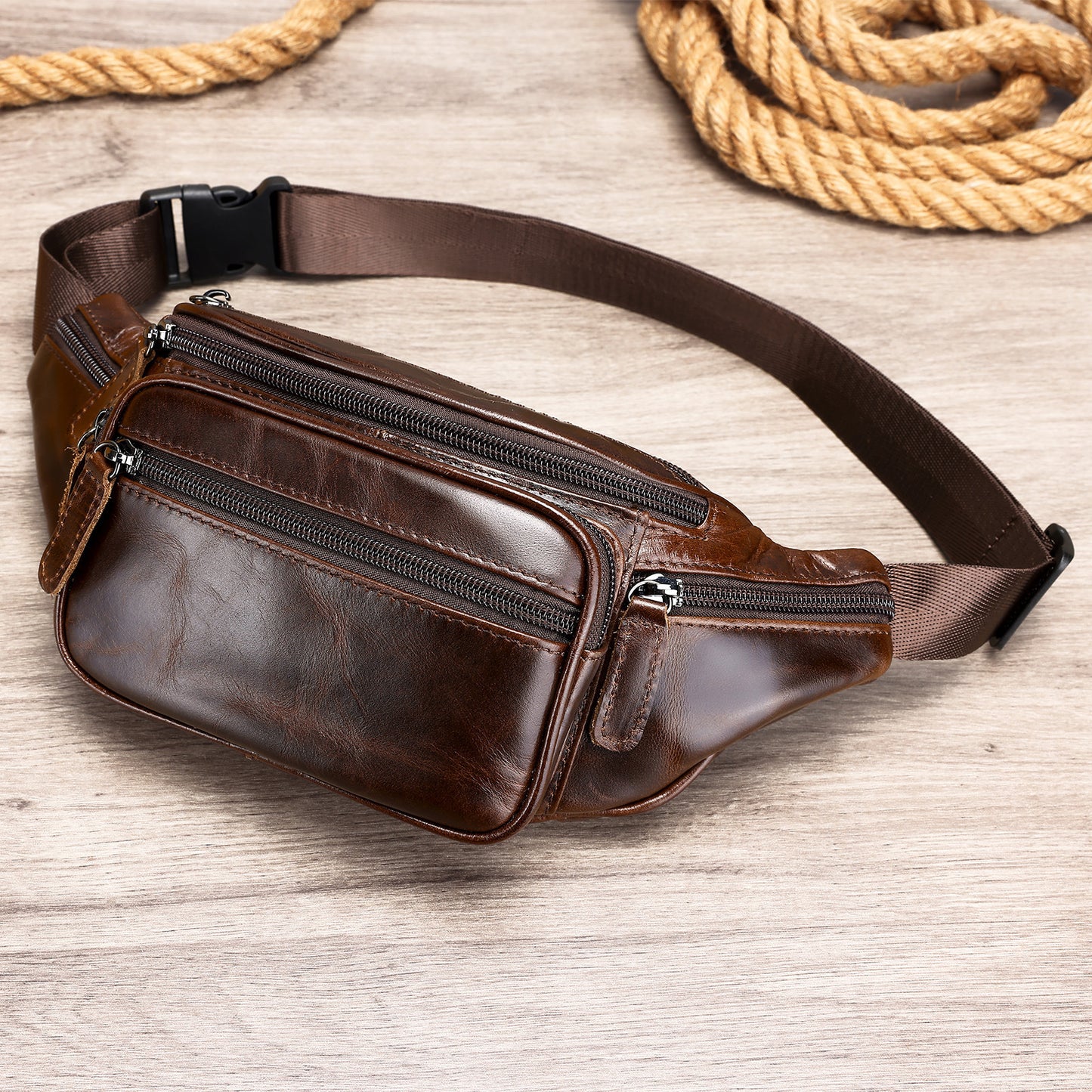 Retro Casual Men's Leather Belt Bag