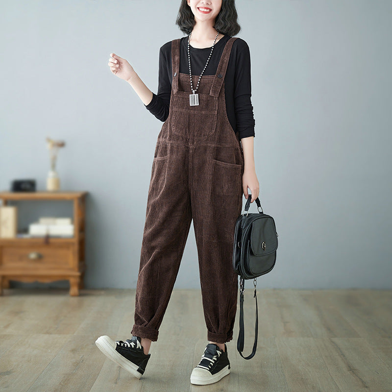 Women's Loose Casual Small Red Overalls