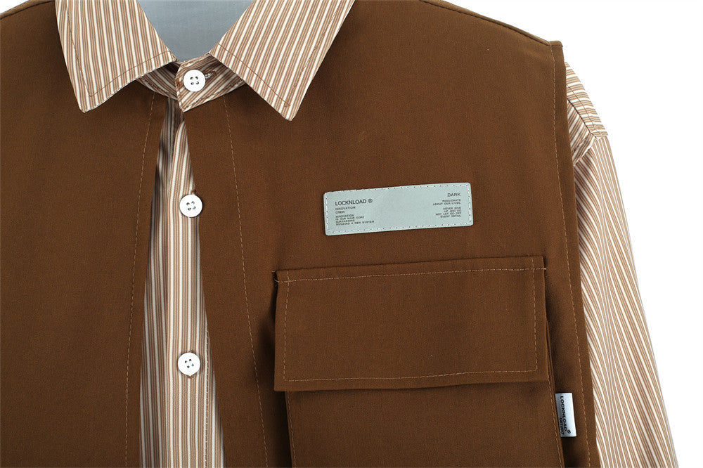 Contrast Stitching Long Sleeve Lapel Shirt