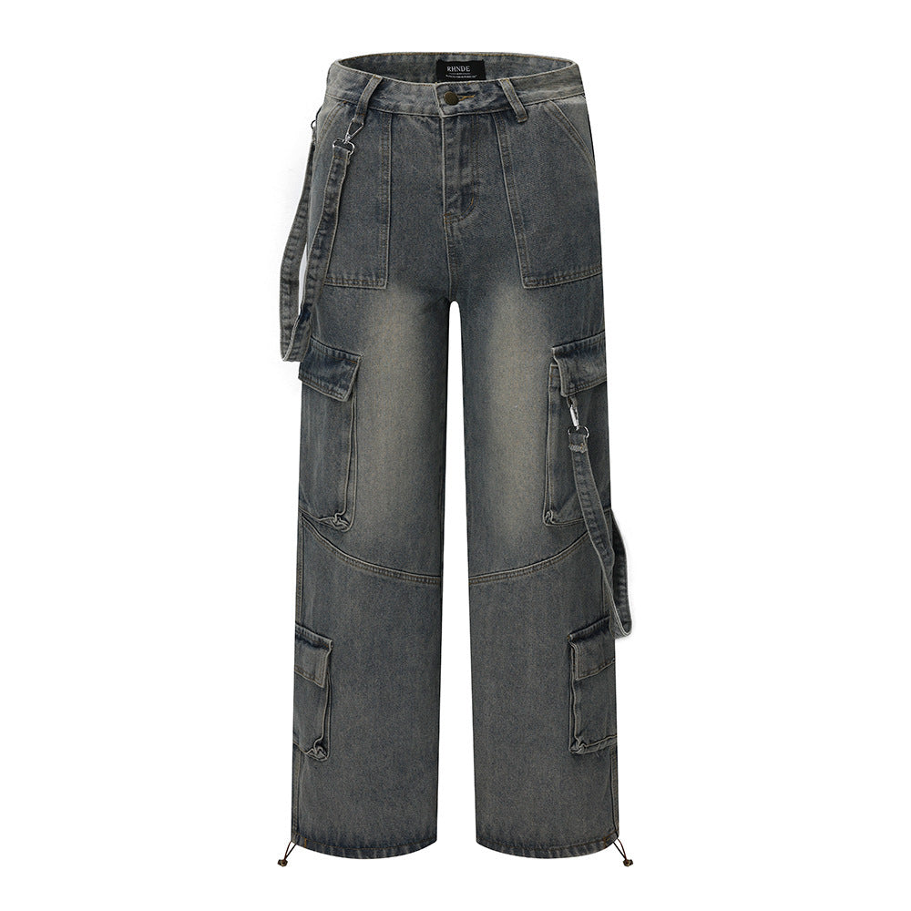 Workwear Multi-pocket Jeans For Men