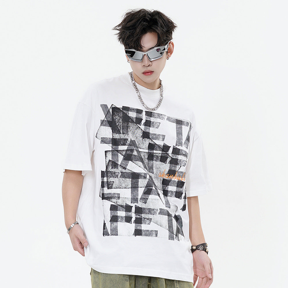 Letter Printed Loose Top For Men And Women