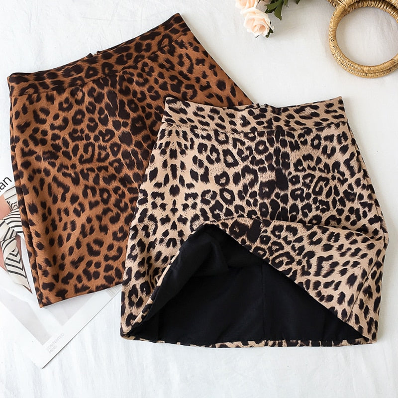 Sexy Leopard Mini Skirts Womens Fashion 2018 New Arrival Cotton High Waist Skirts Women Streetwear A line Skirt Women Clothings