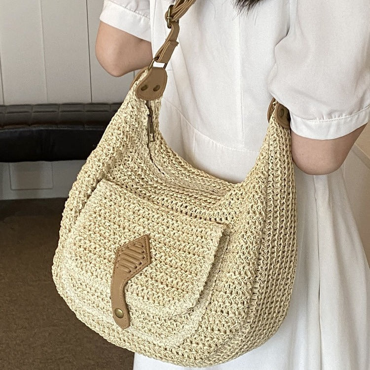 Large Capacity Straw Bag Women's All-match One-shoulder Crossbody