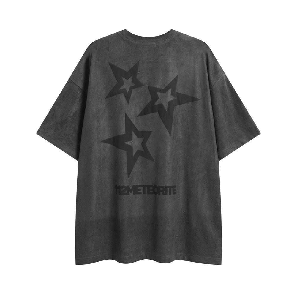 Five-pointed Star Puff Print Short-sleeved T-shirt For Boys