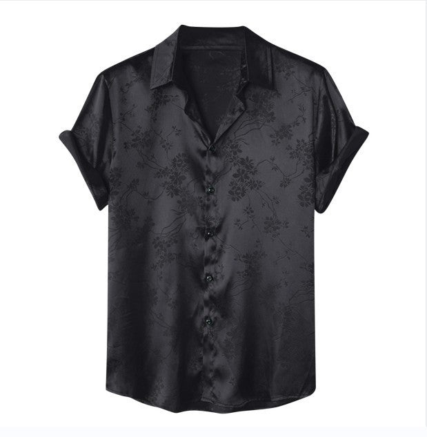 Men's Short-sleeved Shirt Fashionable Simple Jacquard Shirt