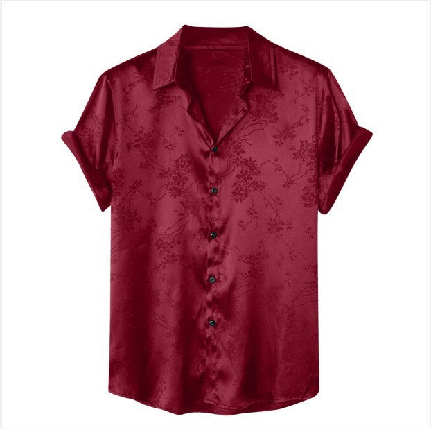 Men's Short-sleeved Shirt Fashionable Simple Jacquard Shirt