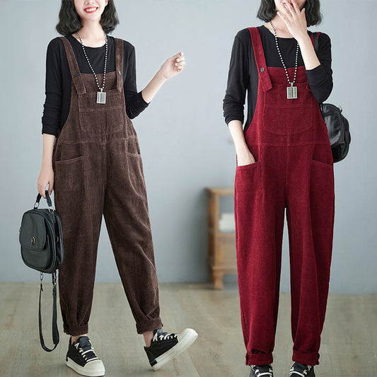 Women's Loose Casual Small Red Overalls