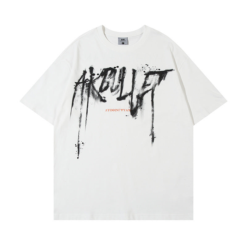 Abstract Graffiti Printed Loose T-shirt Men